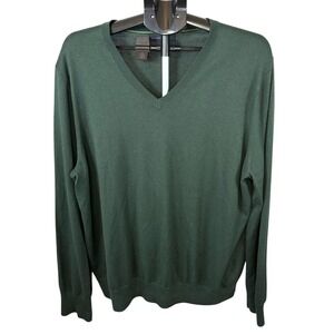 Banana Republic Mens Silk Cashmere V-Neck Sweater Forest Green XL RN 54023
